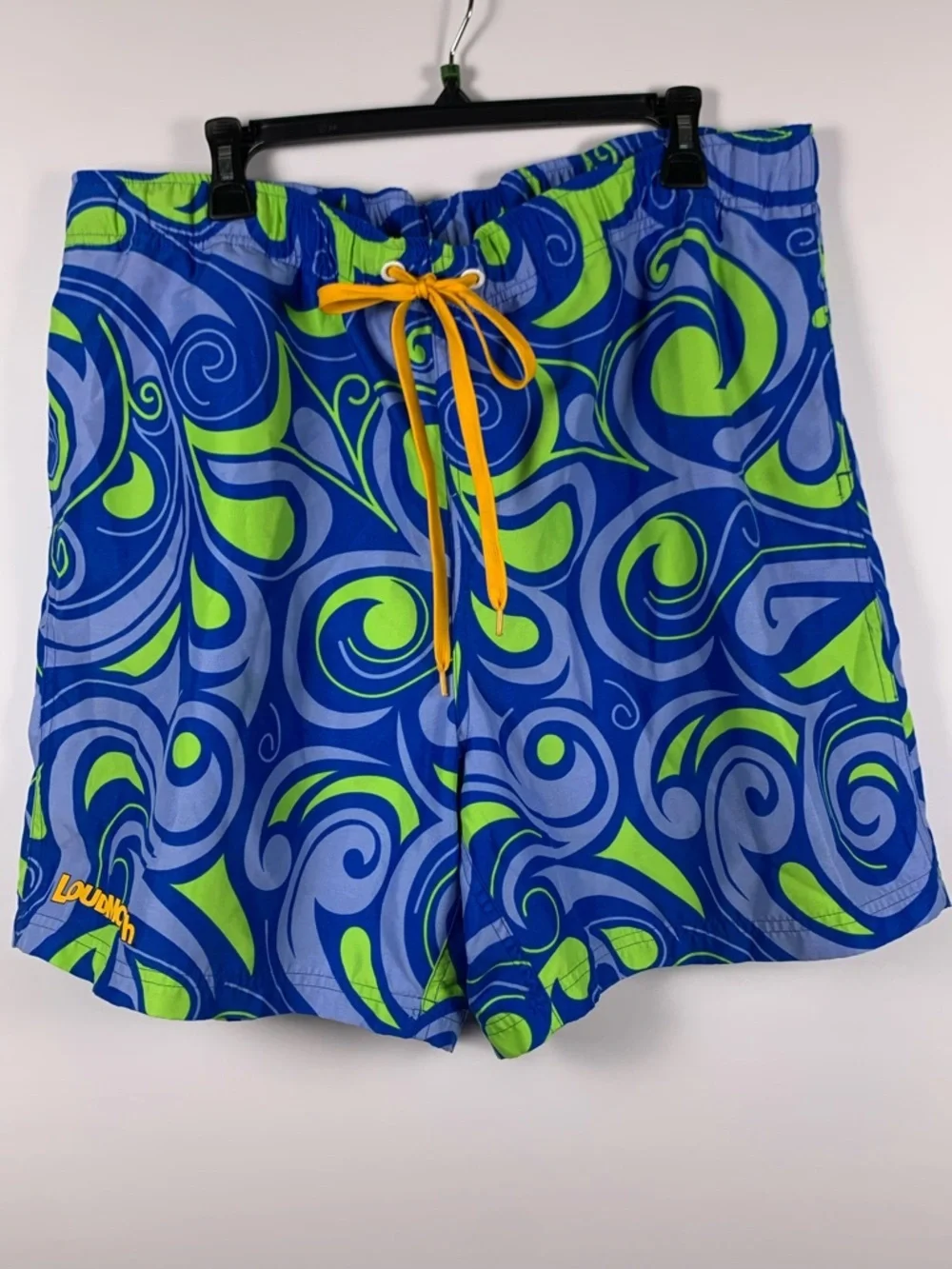 Loudmouth Swim Trunks Mens XXL Blue Green Swirl Print Board Shorts Beach Golf